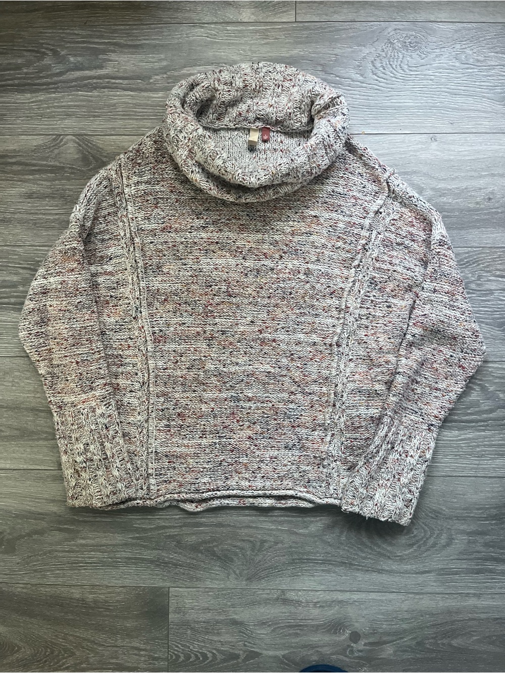Pilcro Anthropologie Cream Pink Marled Oversized Turtleneck Sweater Size S Cozy